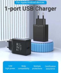 Vention 1-port USB Wall Charger(12W) UK-Plug Black