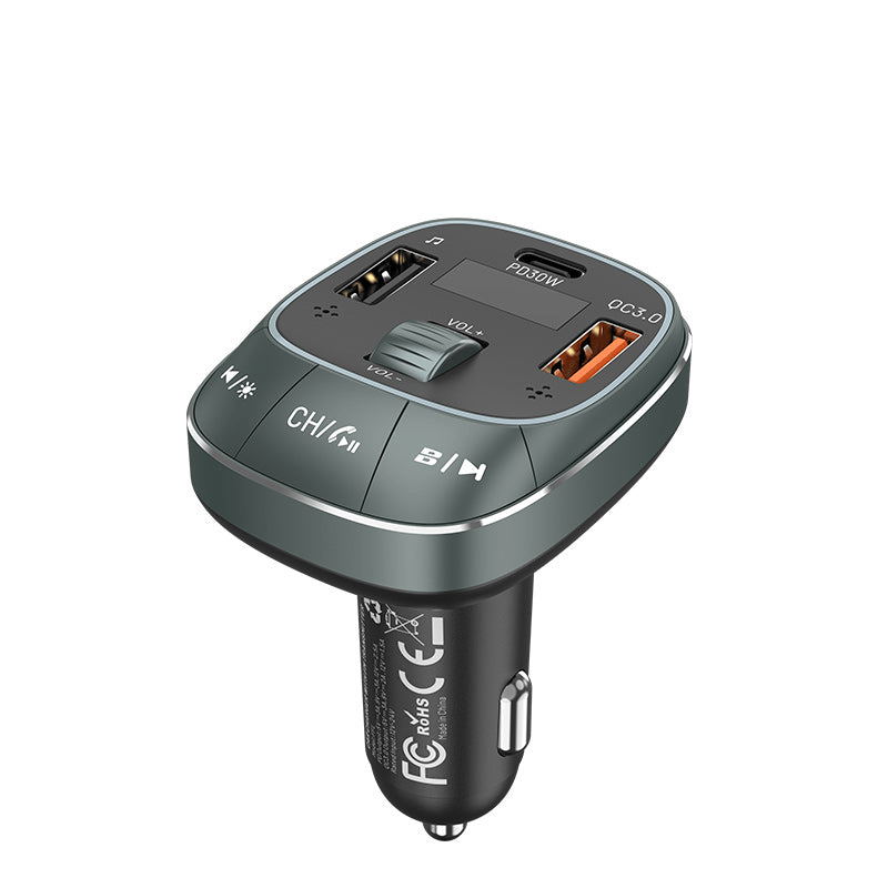 Vention 3-Port USB Car Charger with FM Transmitter