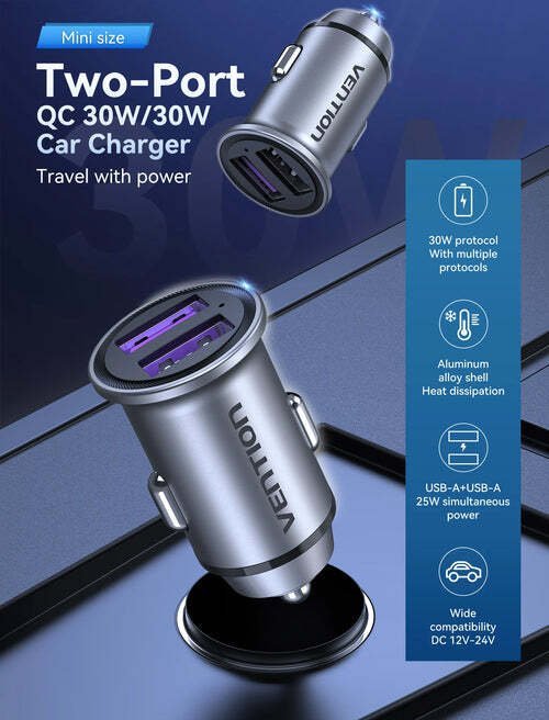 Vention FFFHO Two-Port USB Car Charger